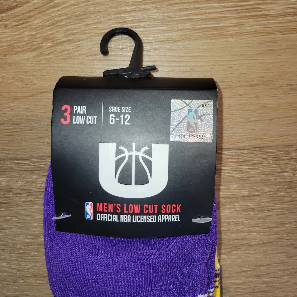 NBA Los Angeles Lakers Mens Low Cut Socks 3 Pair Size 6-12 New